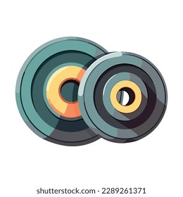 Metal weights circle, gym equipment for exercising icon isolated