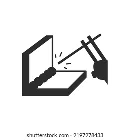 Metal welding icon. Welding seam, angle. Monochrome black and white symbol