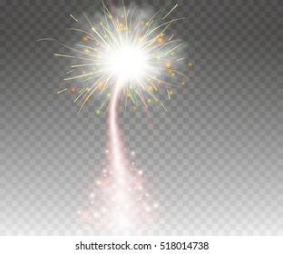 Metal Welding with sparks isolated on transparent background. Vector illustration