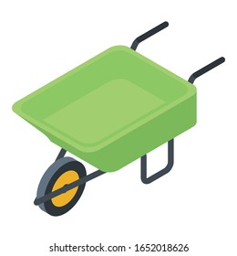 Metal wheelbarrow icon. Isometric of metal wheelbarrow vector icon for web design isolated on white background