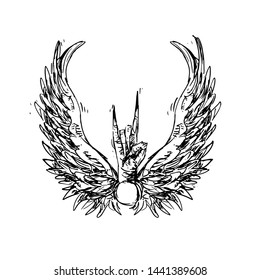 metal wing sketch vector illustration