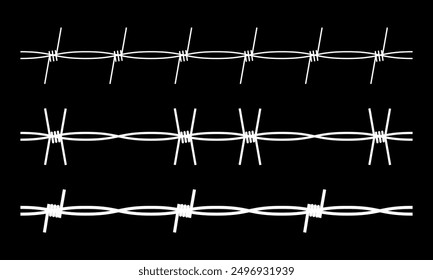 Metal wire with barbs and spikes set for steel border, prison fence and military barrier.