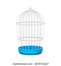 Metal Wire Cage for Pet Like Birds Vector Illustration