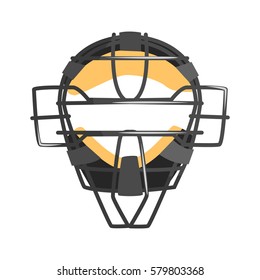 Metal Wire Face Protection Catcher Mask, Part Of Baseball Player Ammunition And Equipment Set Isolated Objects