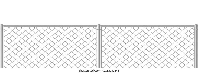 Metal wire mesh fence, rabitz grid isolated on white background. Vector realistic illustration of steel security barrier for prison, military boundary, cage, protection enclosure