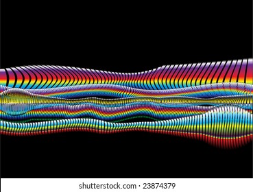 Metal wires. Rainbow music wave.