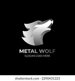 Metal Wolf. Head Wolf with Metal logo design. Vector EPS 10