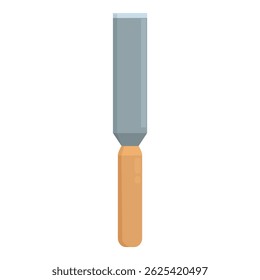 Metal wood chisel with a wooden handle, commonly used in carpentry and woodworking for carving and shaping wood