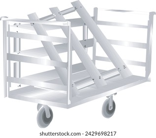 Carro de transferencia de metal y madera
