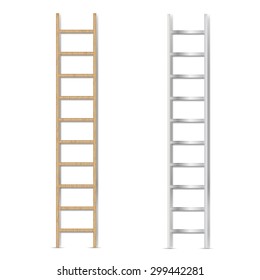 metal and wooden ladder, vector illustration