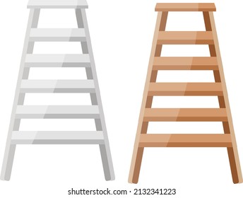 Metal and wooden ladders, illustration, vector on a white background.