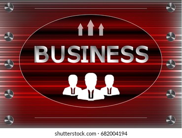 Metal word "business" on a red background