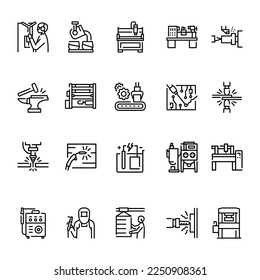 Trabajo de metal с icono de línea de color. Pictograma para página web, aplicación móvil, promoción. elemento de diseño de interfaz gráfica de usuario (GUI) de UI UX. Trazo editable