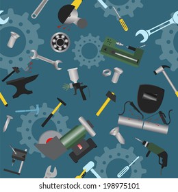 Metal work tools background. Seamless, pattern. Vector illustration