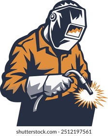 Metal Worker Logo Construction Worker Vector 