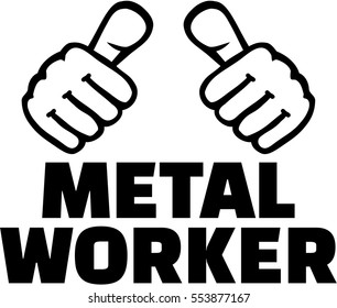 Metal worker with thumbs. T-Shirt design.