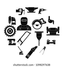 Metal working icons set. Simple illustration of 16 Metal working vector icons for web