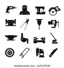 Metal working icons set. Simple illustration of 16 Metal working vector icons for web