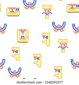 Metal Working Industry Vector Seamless Pattern Color Line Illustration