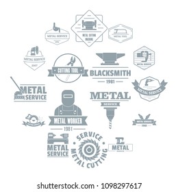 Metal working logo icons set. Simple illustration of 16 metal working logo vector icons for web