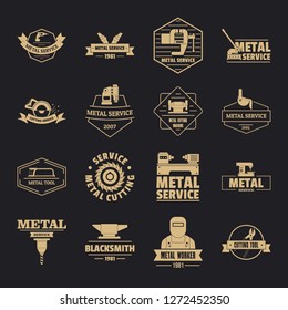 Metal working logo icons set. Simple illustration of 16 metal working logo vector icons for web