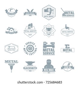 Metal working logo icons set. Simple illustration of 16 metal working logo vector icons for web