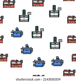 Metal Working Machine Vector Seamless Pattern Thin Line Illustration