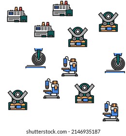 Metal Working Machine Vector Seamless Pattern Thin Line Illustration