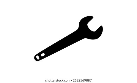 Metal Wrench for Post Valve Oxygen Cylinders, black isolated silhouette