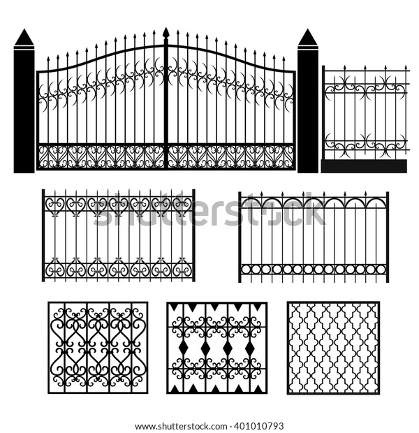 Metal Wroughtiron Gates Grilles Fences Stock Vector (Royalty Free ...