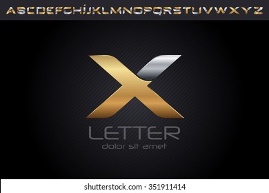 Metal X Letter Logo, Alphabet Logo Design.