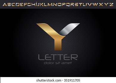 Metal Y Letter Logo, alphabet logo design.