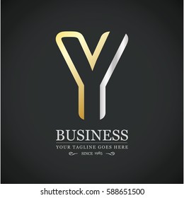 Metal Y Letter Logo, alphabet logo design.