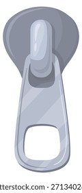 Ícone de desenho animado com puxador de zip metálico. Fecho adaptado