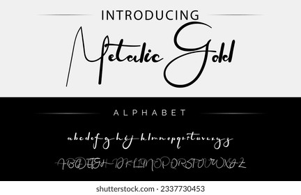 Alfabetos metálicos Gold Bold y script. Duo de fuentes vectoriales.