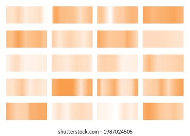 Metalic gradient collection with shiny colorful hologram. Holographic foil texture, gold rose, bronze and golden gradation. Vector set for frame, ribbon, border, other design.