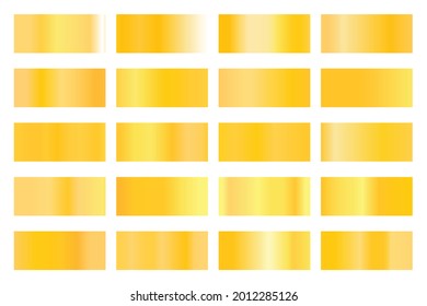 Metalic gradient collection with shiny colorful hologram. Holographic foil texture, gold rose, bronze and golden gradation. Vector set for frame, ribbon, border, other design.