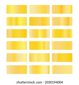 Metalic gradient collection with shiny colorful hologram. Holographic foil texture, gold rose, bronze and golden gradation. Vector set for frame, ribbon, border, other design.