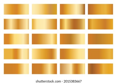 Metalic gradient collection with shiny gold hologram. Holographic foil texture, gold rose,and golden gradation. Vector set for frame, ribbon, border, other design.