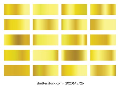 Metalic gradient collection with shiny gold hologram. Holographic foil texture, gold rose,and golden gradation. Vector set for frame, ribbon, border, other design.