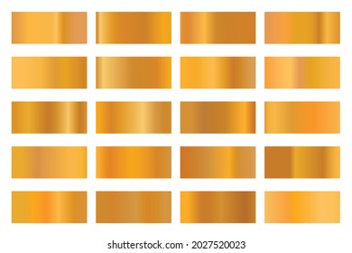 Metalic gradient collection with shiny gold hologram. Holographic foil texture, gold rose,and golden gradation. Vector set for frame, ribbon, border, other design.