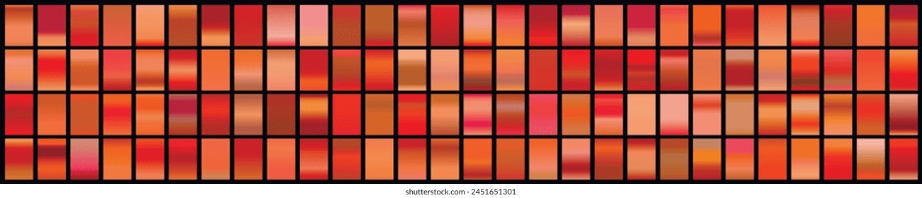 Metalic gradient collection with shiny gold hologram. Holographic foil texture, gold rose, brown and golden gradation. Vector set for frame, ribbon, border, other design.