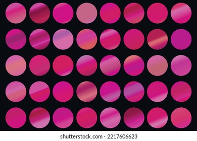 Metalic gradient collection with shiny rainbow hologram. Holographic foil texture, green, blue, yellow, pink gradation. Vector set for frame, ribbon, border, other design.