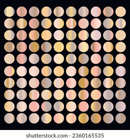 Metalic gradient collection with shiny rainbow hologram. Holographic foil texture, green, blue, yellow, pink gradation. Vector set for frame, ribbon, border, other design.