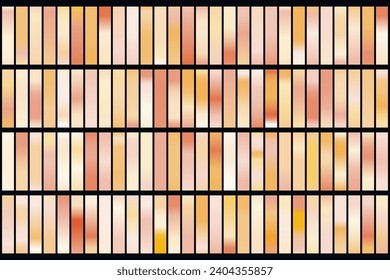 Metalic gradient collection with shiny rainbow hologram. Holographic foil texture, beige, golden, yellow, pink gradation. Vector set for frame, ribbon, border, other design.