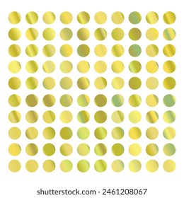Metalic gradient collection with shiny rainbow hologram. Holographic foil texture, green, blue, yellow, pink gradation. Vector set for frame, ribbon, border, other design.