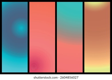Metalic gradient collection with shiny rainbow hologram. Holographic foil texture, green, blue, yellow, pink gradation. Vector set for frame, ribbon, border, other design.