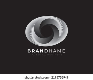 símbolo del logotipo abstracto de elipse imposible metálica con cola de incendio