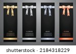  Metalic ribbon in black banner, Gold, Platinum, Silver, Bronze, Vector illustration.