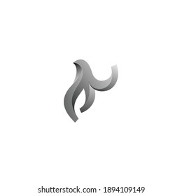 Metalic silver abstract bird vector design for logo 